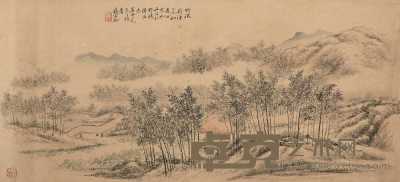 蒋宝龄 乙未（1835年）作 竹溪荷塘 镜心 50×23cm